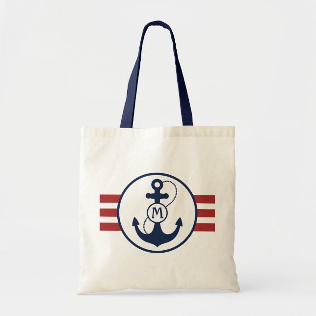 Red Nautical Anchor Tote Bag (Front)