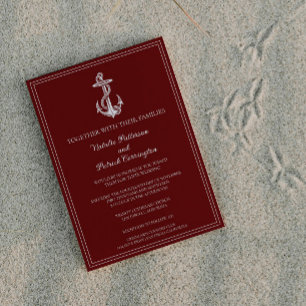 Red Nautical Anchor Wedding Invitation