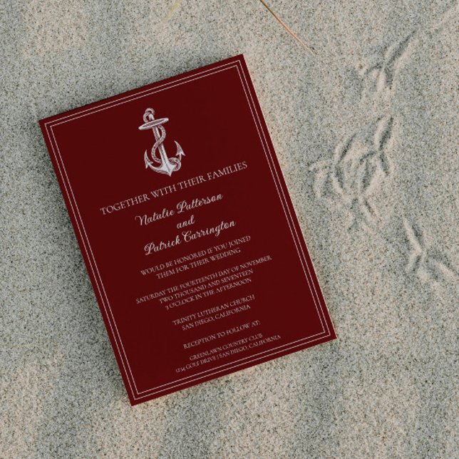 Red Nautical Anchor Wedding Invitation (Red Nautical Anchor Wedding Invitation)