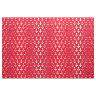 Red Nautical Anchors Fabric