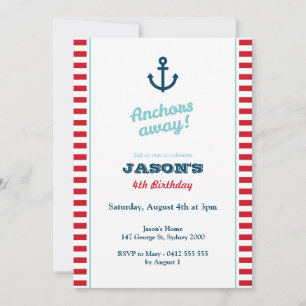 Red Nautical Birthday Invitation