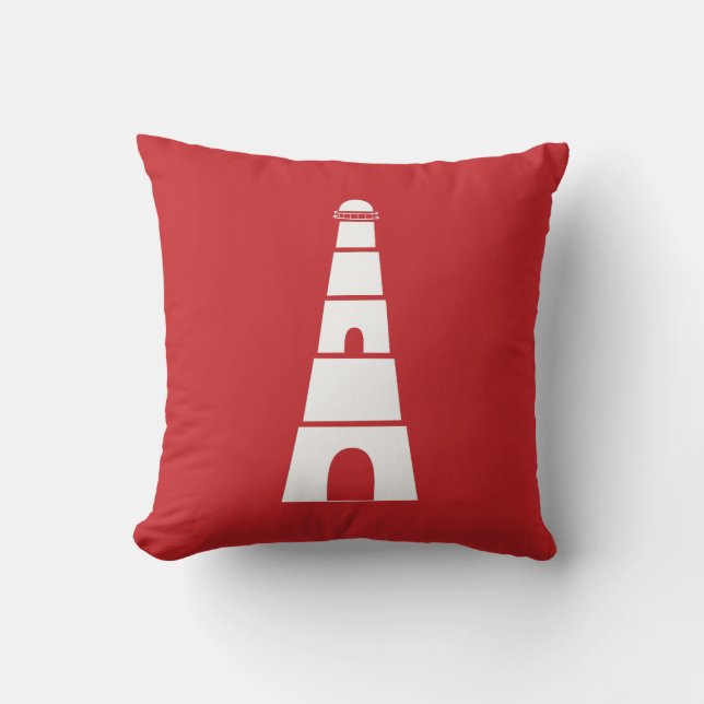 Red Nautical Lighthouse Cushion (Front)