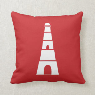 Red Nautical Lighthouse Cushion