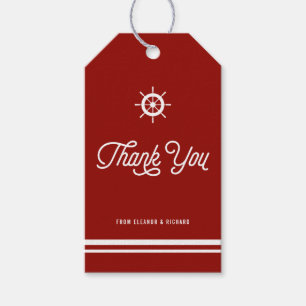 Red Nautical Thank You Script with Helm Gift Tags