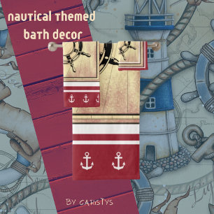 Red Nautical Themed Bath Towel Set
