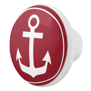 Red Nautical Themed  Ceramic Knob