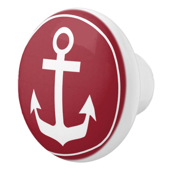 Red Nautical Themed  Ceramic Knob (Right)