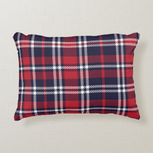 Red Navy Asymmetric Plaid Texture Decorative Cushion