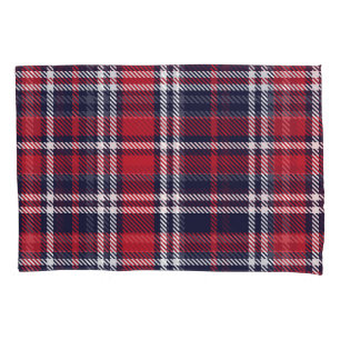Red Navy Asymmetric Plaid Texture Pillowcase