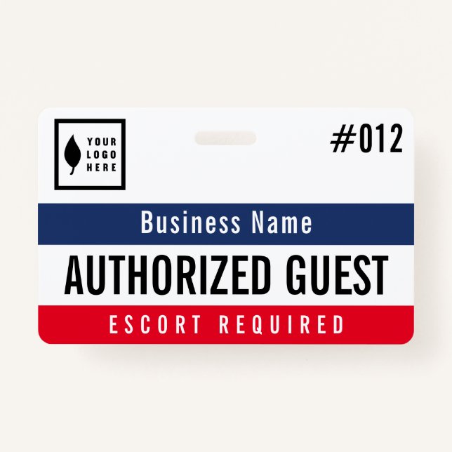 Red Navy Authorised Guest Add Your Logo ID Badge (Front)