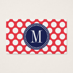 Red & Navy  Big Polka Dots Monogrammed