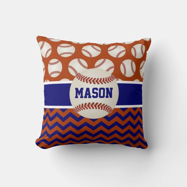 Red Navy Blue Baseball Cushion (Front)