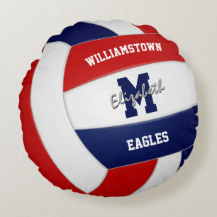 red navy blue team colours volleyball gifts round cushion