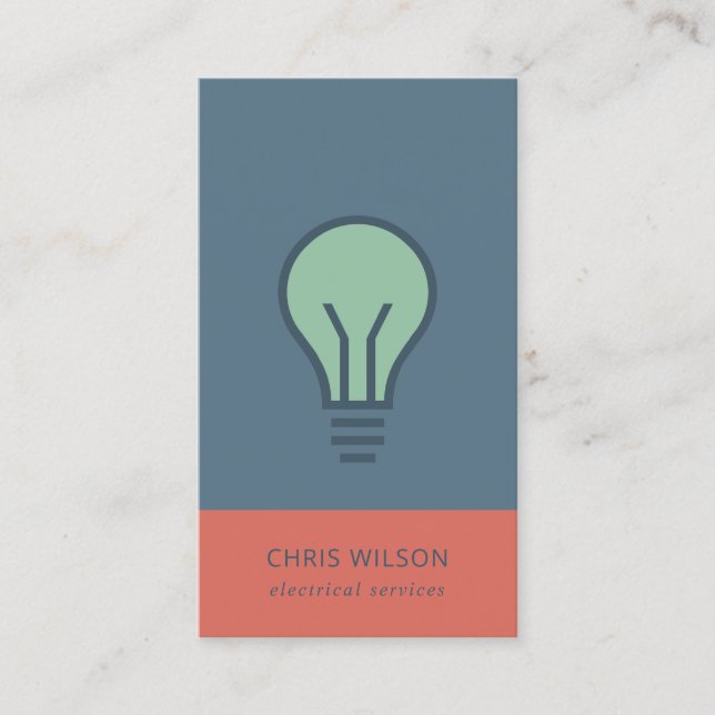 RED NAVY GREEN ELECTIC BULB ELECTRICIAN ELECTRIC BUSINESS CARD (Front)