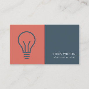 RED NAVY GREY ELECTIC BULB ELECTRICIAN ELECTRIC BUSINESS CARD