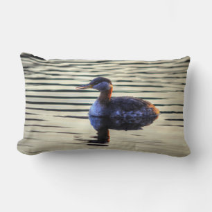 Red-necked Grebe Waterfowl Wildlife Photo Lumbar Cushion
