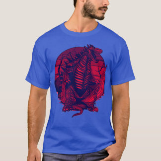 Red neon attacking dinosaur T-Shirt