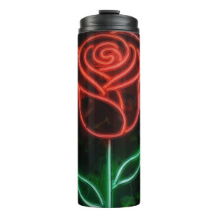 Red Neon Light Glowing Rose Ivy Sweet Thermal Tumbler