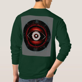 Red Neon Tech Eye: Minimalist Vector Logo T-Shirt