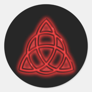 Red Neon Triquetra Classic Round Sticker