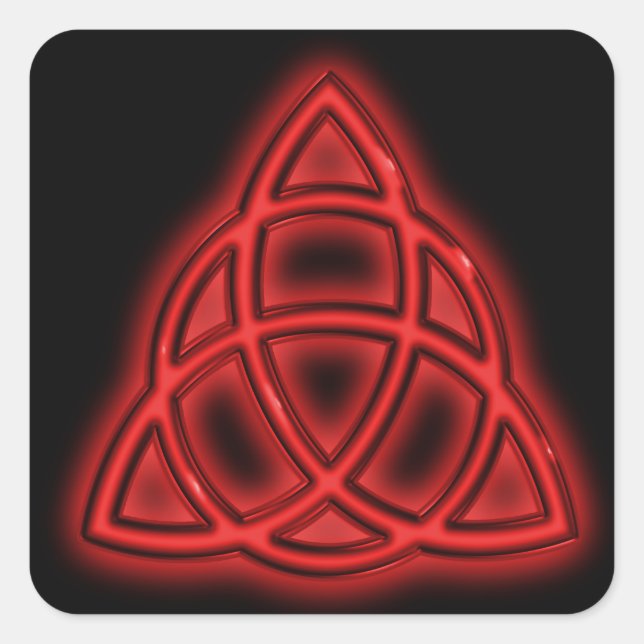 Red Neon Triquetra Square Sticker (Front)