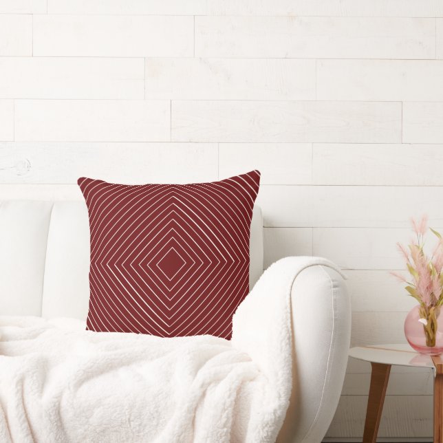 red Nested White Squares Tribal Cushion (Couch)