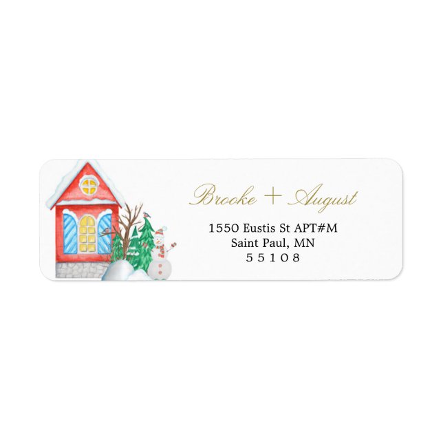 Red New Home Return Address Labels (Front)