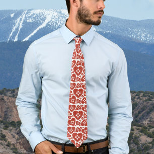 Red New Mexico Zia Heart Tie