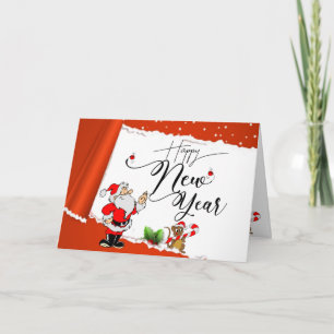 Red New Year folded greeting card