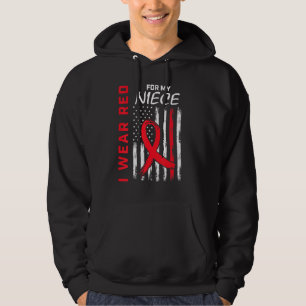 Red Niece Heart Disease Awareness Flag Matching Fa Hoodie