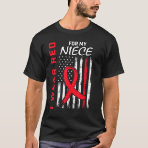 Red Niece Heart Disease Awareness Flag Matching Fa T-Shirt