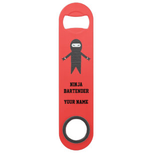 Red Ninja Bartender Custom Name Bottle Opener
