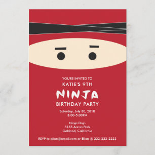 Red Ninja Birthday Party Invitation