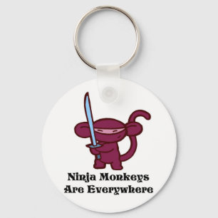 Red Ninja Monkey with Sword Key Ring