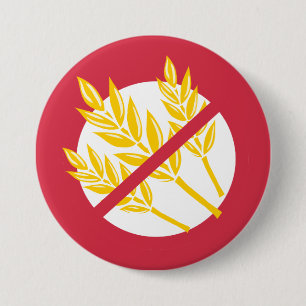 Red No Gluten or Wheat Allergy Alert Celiac Kids 7.5 Cm Round Badge