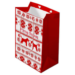 Red Nordic Airedale Terrier Dog Christmas Medium Gift Bag