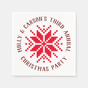 Red Nordic Christmas Sweater Holiday Napkin