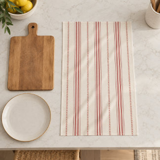 Red Nordic Farmhouse Stripe Kitchen Towel
