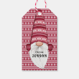 Red Nordic Gnome Personalised Gift Tags
