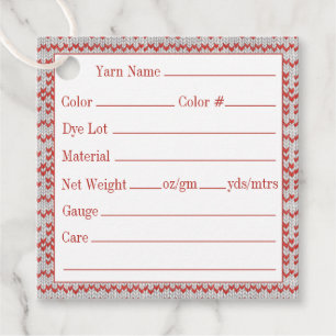 RED NORDIC KNIT 2" Square Yarn Tags