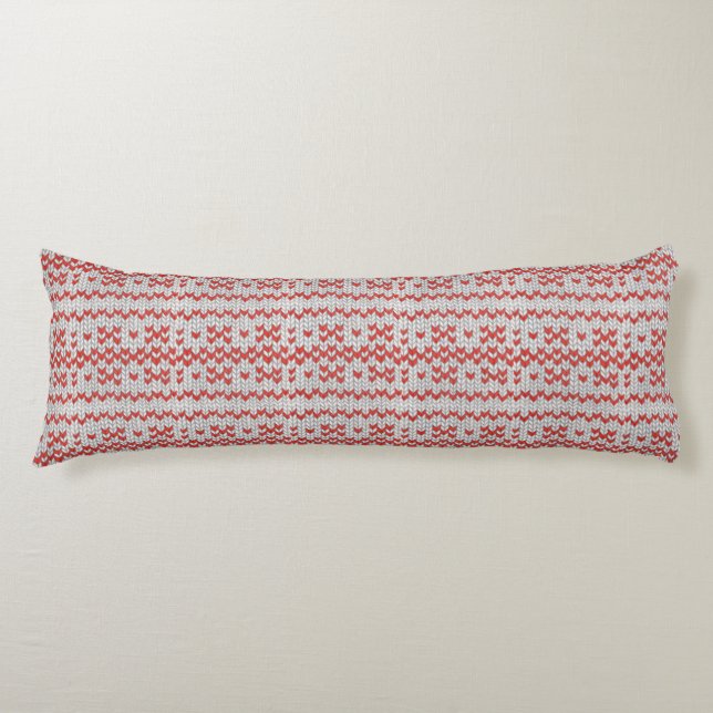 RED NORDIC KNIT Body Pillow (Front)