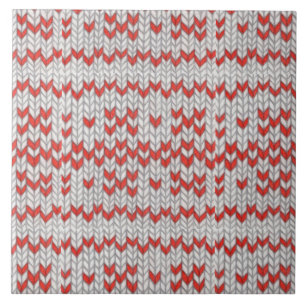 RED NORDIC KNIT Ceramic Tile
