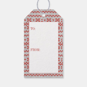 RED NORDIC KNIT Gift Tags