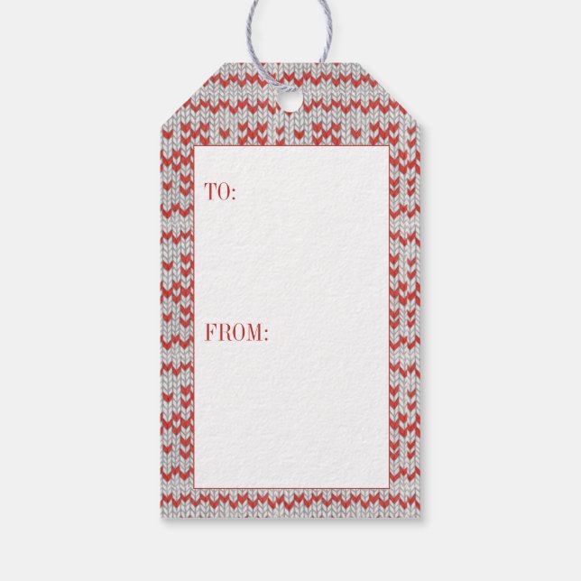 RED NORDIC KNIT Gift Tags (Back)
