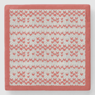 RED NORDIC KNIT Marble Stone Coaster II