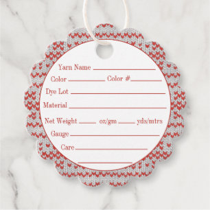 RED NORDIC KNIT Scalloped Round Yarn Tags