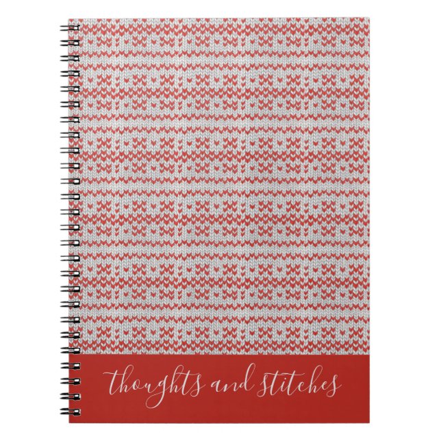 RED NORDIC KNIT Spiral Notebook + Text II (Front)