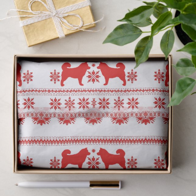 Red Nordic Malamute Dog Christmas Tissue Paper (Gift)