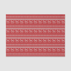 Red Nordic Rocking Horse Pattern Christmas Tissue Paper
