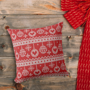 Red Nordic Style Christmas Bulb Cushion